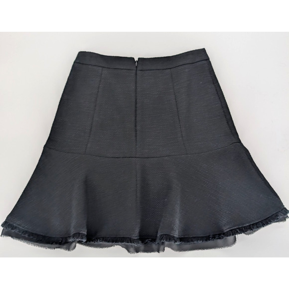 Ann Taylor Black Tweed Drop Waist Chiffon Layered Preppy Peplum Skirt Size 2 - Picture 5 of 9